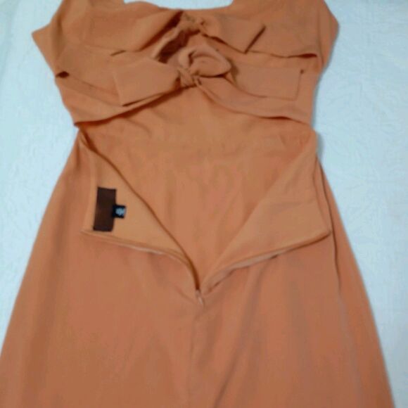 Nordstrom 4Sienna Persimmon Square Neck Bow Tie Back Midi Dress Size XS - Picture 9 of 16